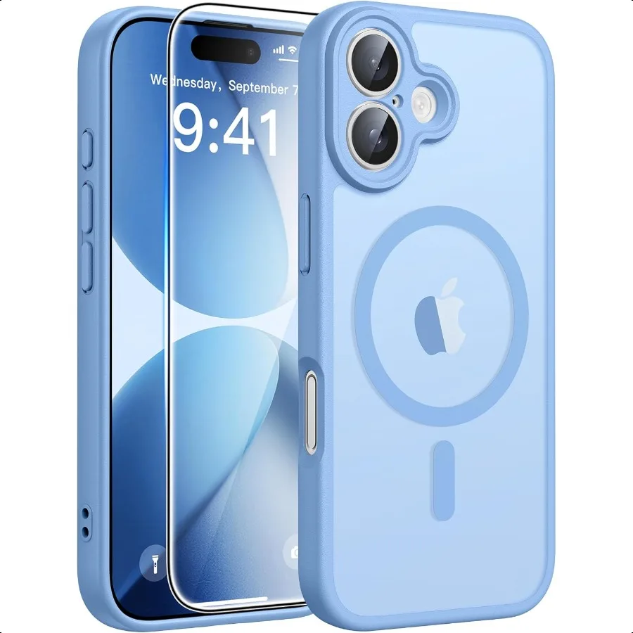 

Чехол для телефона FNTCASE для iPhone 17, магнитный полупрозрачный матовый [полная защита камеры] [защитная пленка для экрана] военный класс