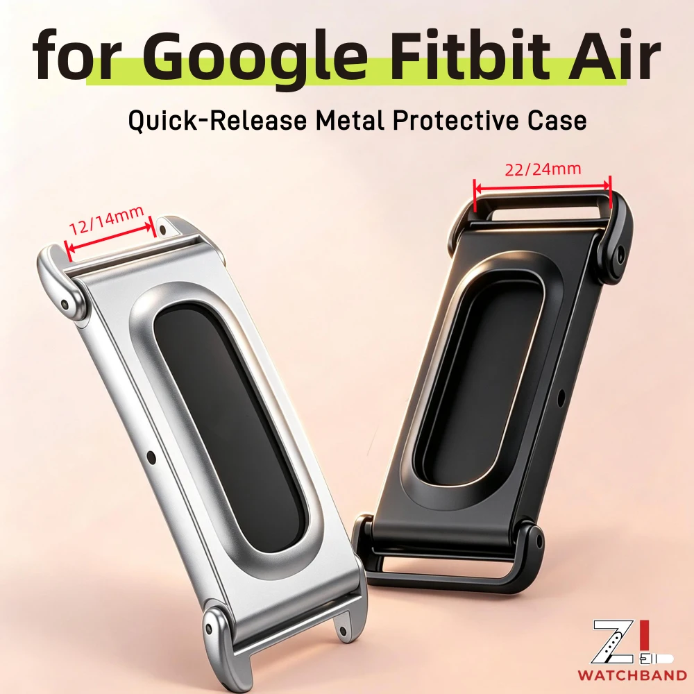 12/14/22/24mmLug Width Quick-Release Metal Protective Case for Google Fitbit Air Band Connector Replacement Accessories Modart ﻿