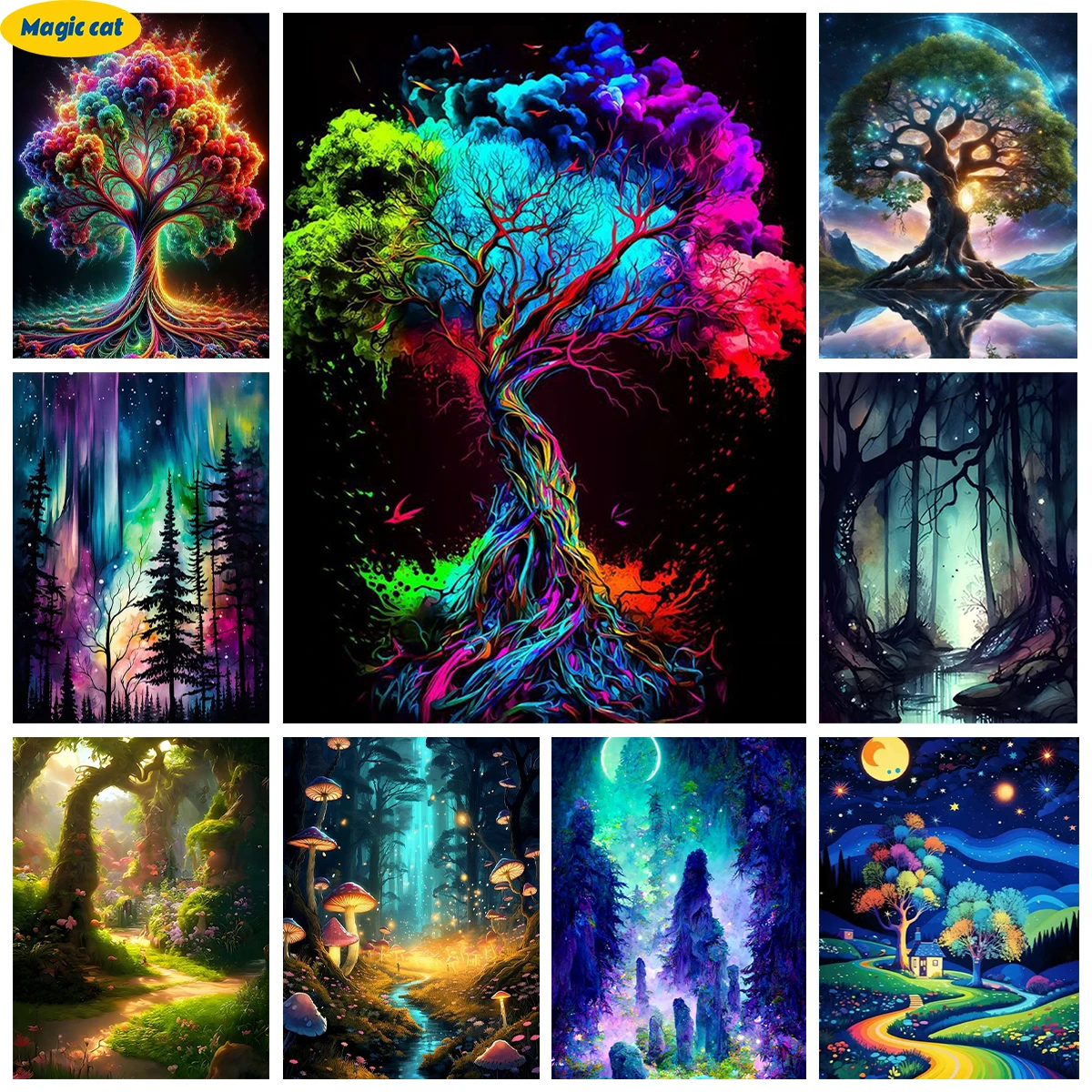 

Enchanted Forest 5D Diamond Art Painting Dream Forest Diy Diamond Embroidery Cross Stitch Kit Living Room Dining Room Wall Decor