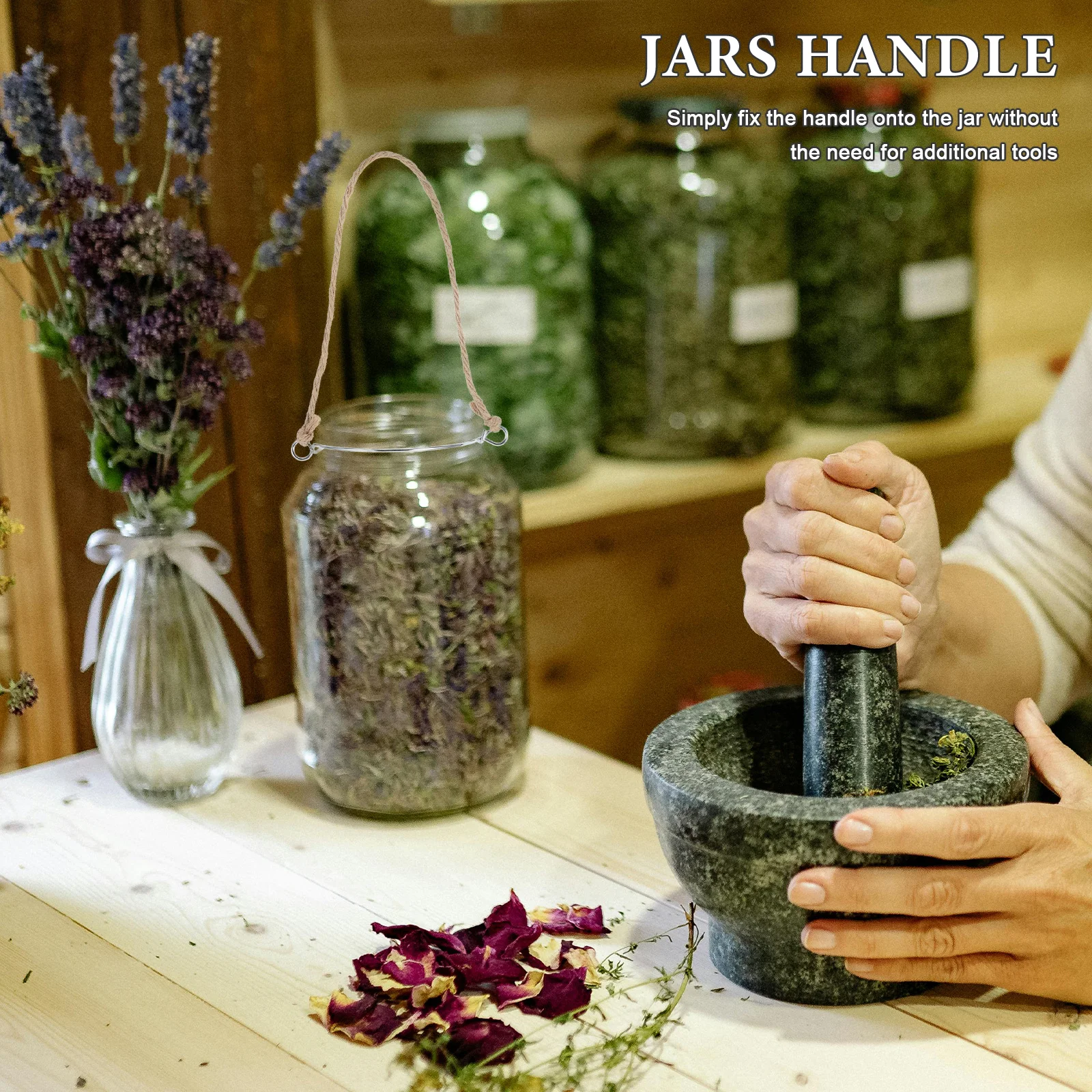 

5pcs Mason Jar Handles Iron Burlap Rope For Canning Jars Pint Regular Mouth Hanging Wire Diy Lamp Hanger Wall Mounted Jar Holder