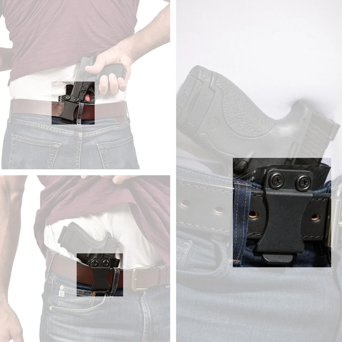 Tactical Inside Waistband Concealed Carry Holsters for GLOCK 17 19 22 26 43 43X Belt Clip Single Double Stack Right Hand Pouch view 2