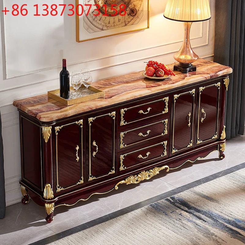 

European marble sideboard integrated solid wood multi-functional storage partition cabinet champagne gold simple entryway cabine