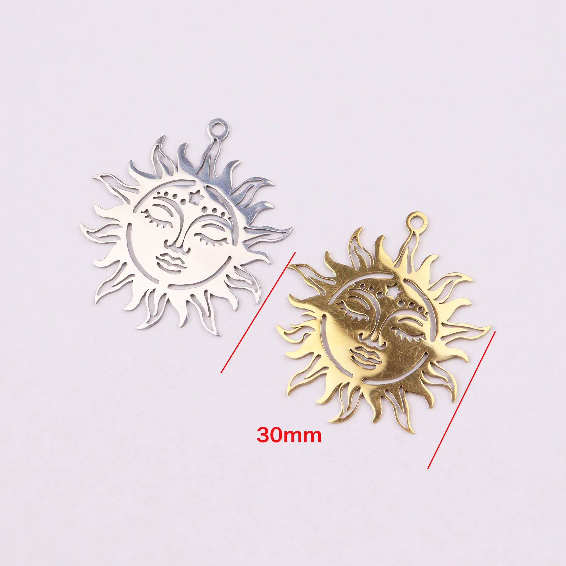 5pcs Stainless Steel Shiny Big Beautiful Sun Jewelry Charms Pendant DIY Handcraft Waterproof Antiallergic