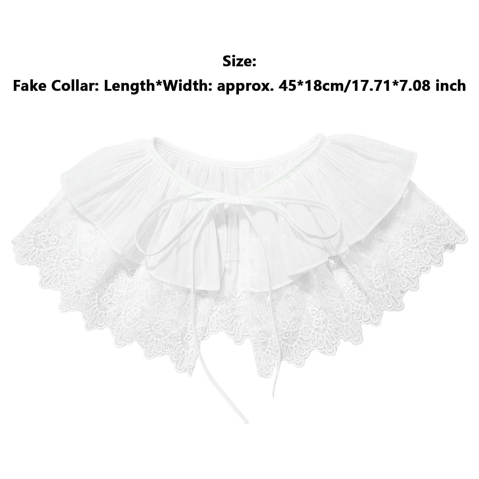 Women Girls Mesh Lace Fake Collar Sun Protection Self-tied Fake Collar Cape with Small Plush Balls for Halloween Cosplay Party