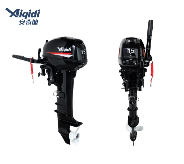 AIQIDI 2 Stroke 15hp Gasoline T15 Boat Motor Water Cooling Tiller Control Outboard Engine