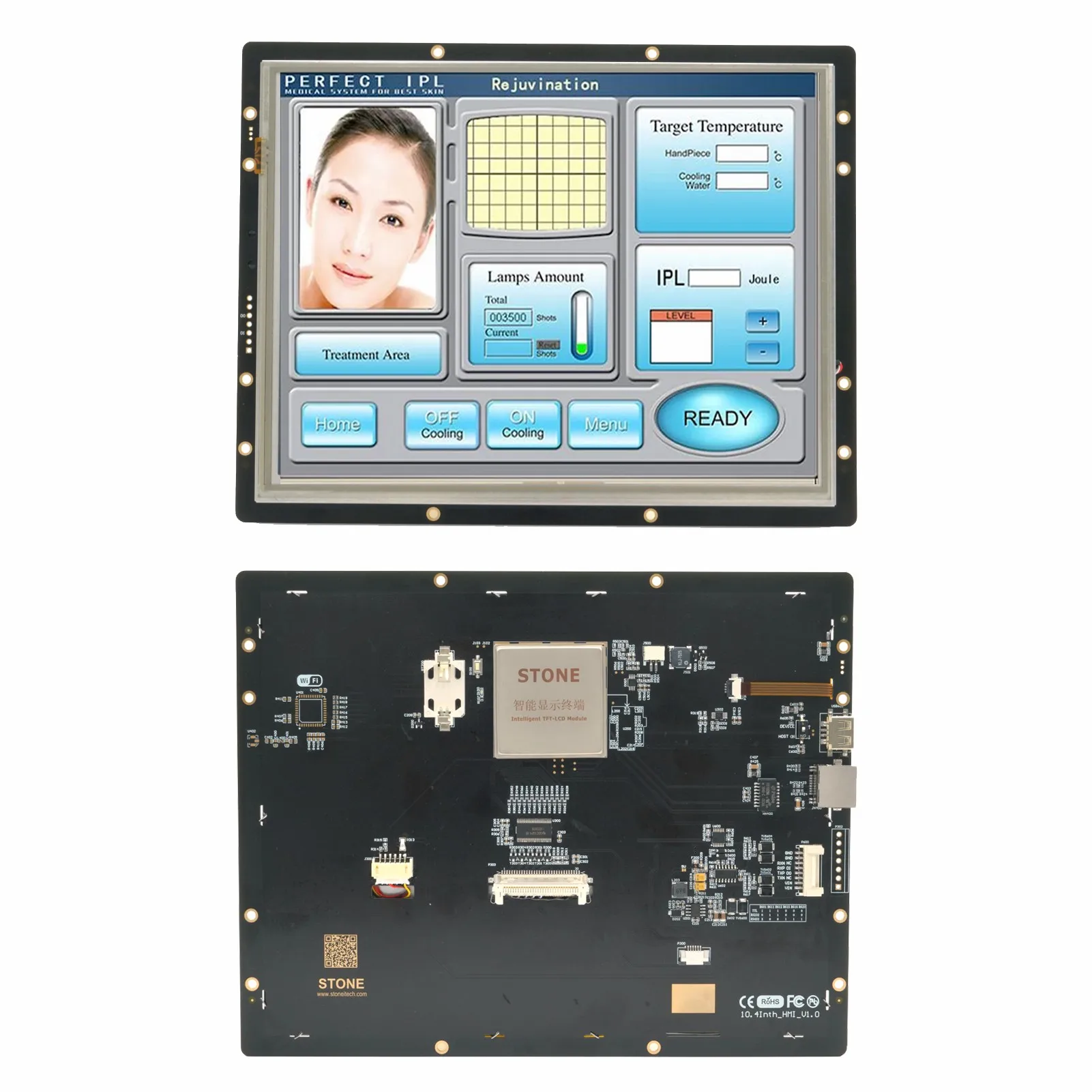 Pantalla de módulo LCD TFT táctil SPI UART inteligente HMI de 10,4 pulgadas para Control industrial