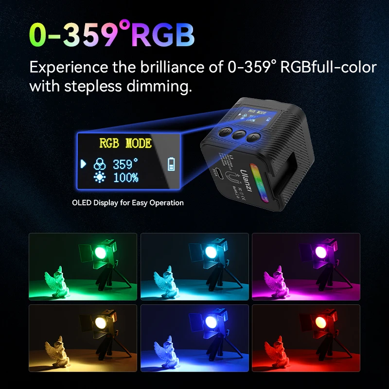 Ulanzi L3 RGB 2700-7000K 바이 컬러 비디오 라이트, 미니 COB 비디오 라이트 카메라 필 라이트, 정물 사진용 앰비언트 라이트