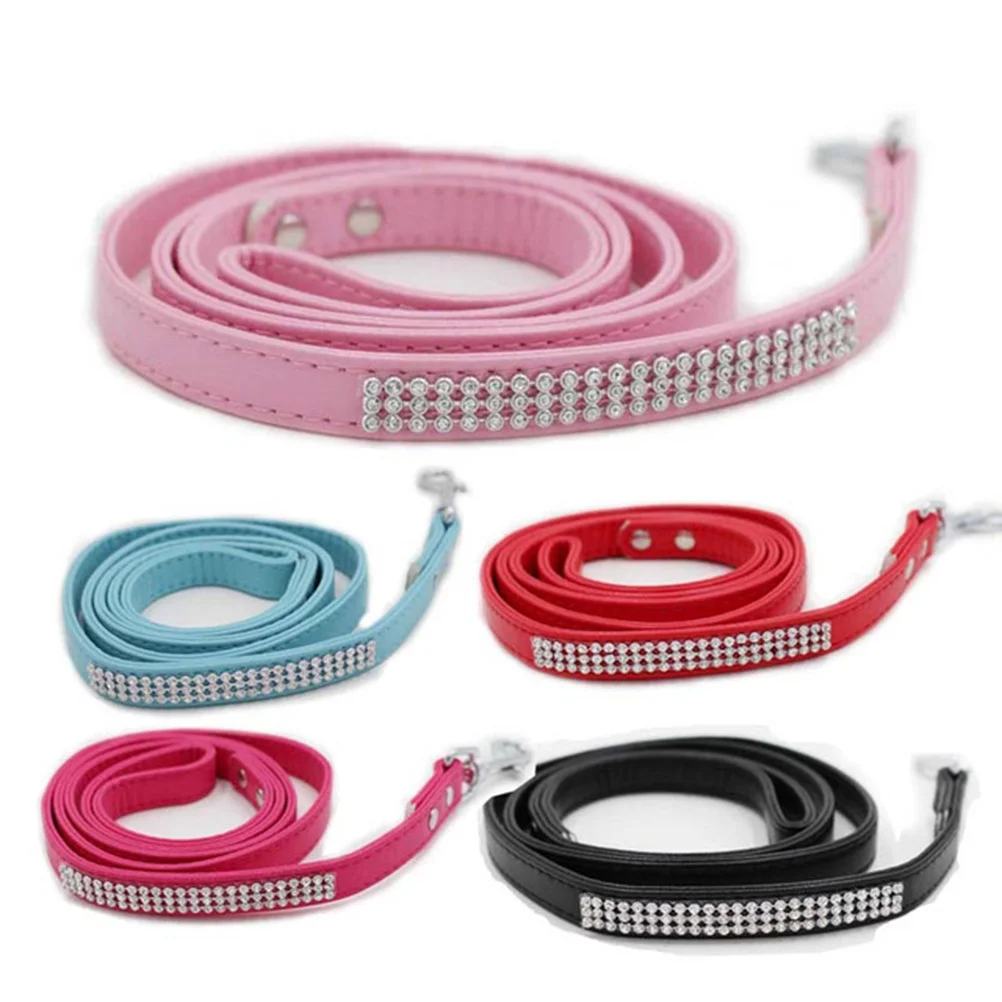مقود الكلب للكلاب الصغيرة Pu حجر الراين رصع الحيوانات الأليفة المشي الرصاص مقود التدريب للاستخدام اليومي المشي لمسافات طويلة الركض #6