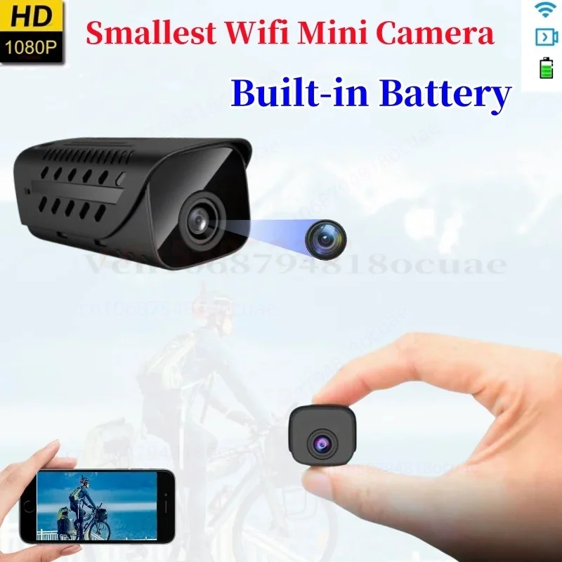 

1080P HD Smallest Mini Camera Wifi IP Webcam Remote Monitoring Small Camcorder Infrared Night Vision Micro Cam Built-in Battery