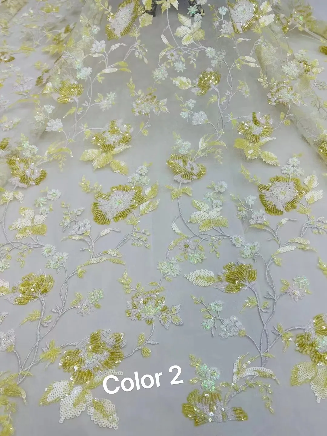 lovely Sequin flower  Net Tulle Lace fabric  For Sawing  Lady Dress Embroidery   Bridal Wedding Prive Haute Couture