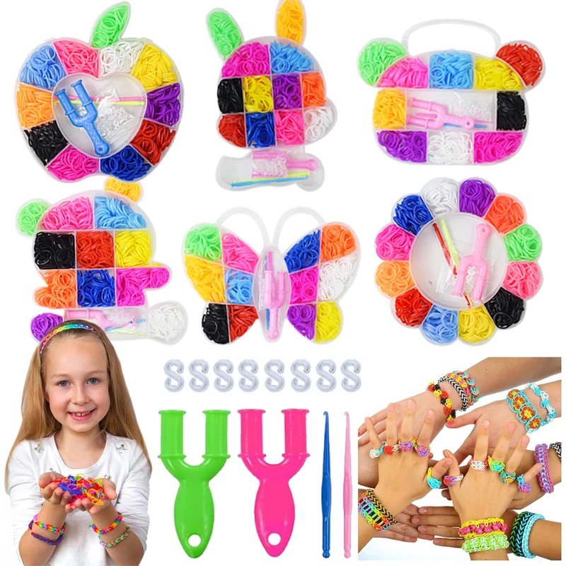 مجموعة نسيج الحبل مع صندوق تخزين لطيف الحرف اليدوية سوار الصداقة صنع شريط مطاطي لتقوم بها بنفسك المواد حزمة المنوال العصابات عدة TMZ