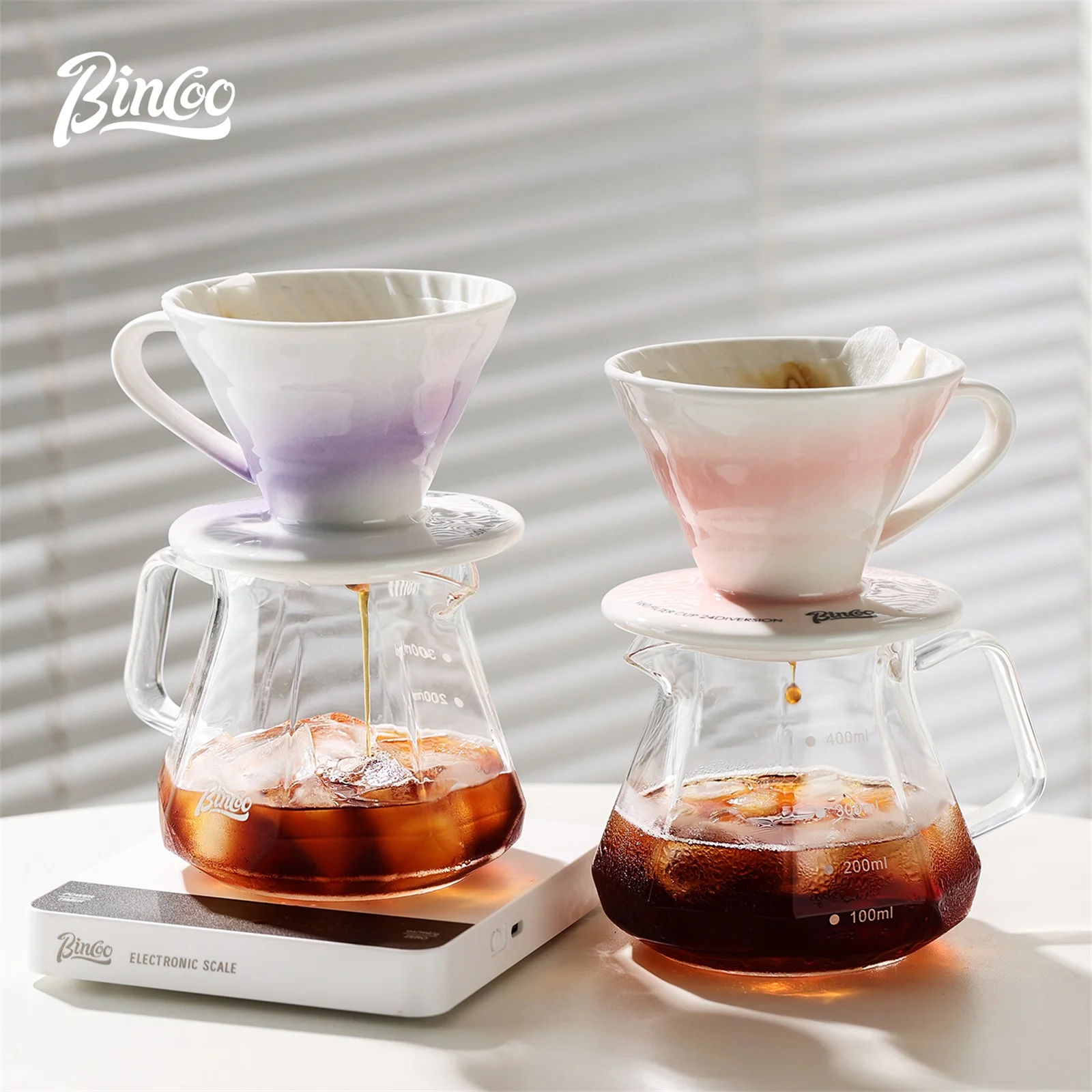 

Bincoo Pour Over Coffee Maker Set Drip Style Brewing Equipment Includes Glass Server Ceramic Filter Complete Kit Perfect forGift