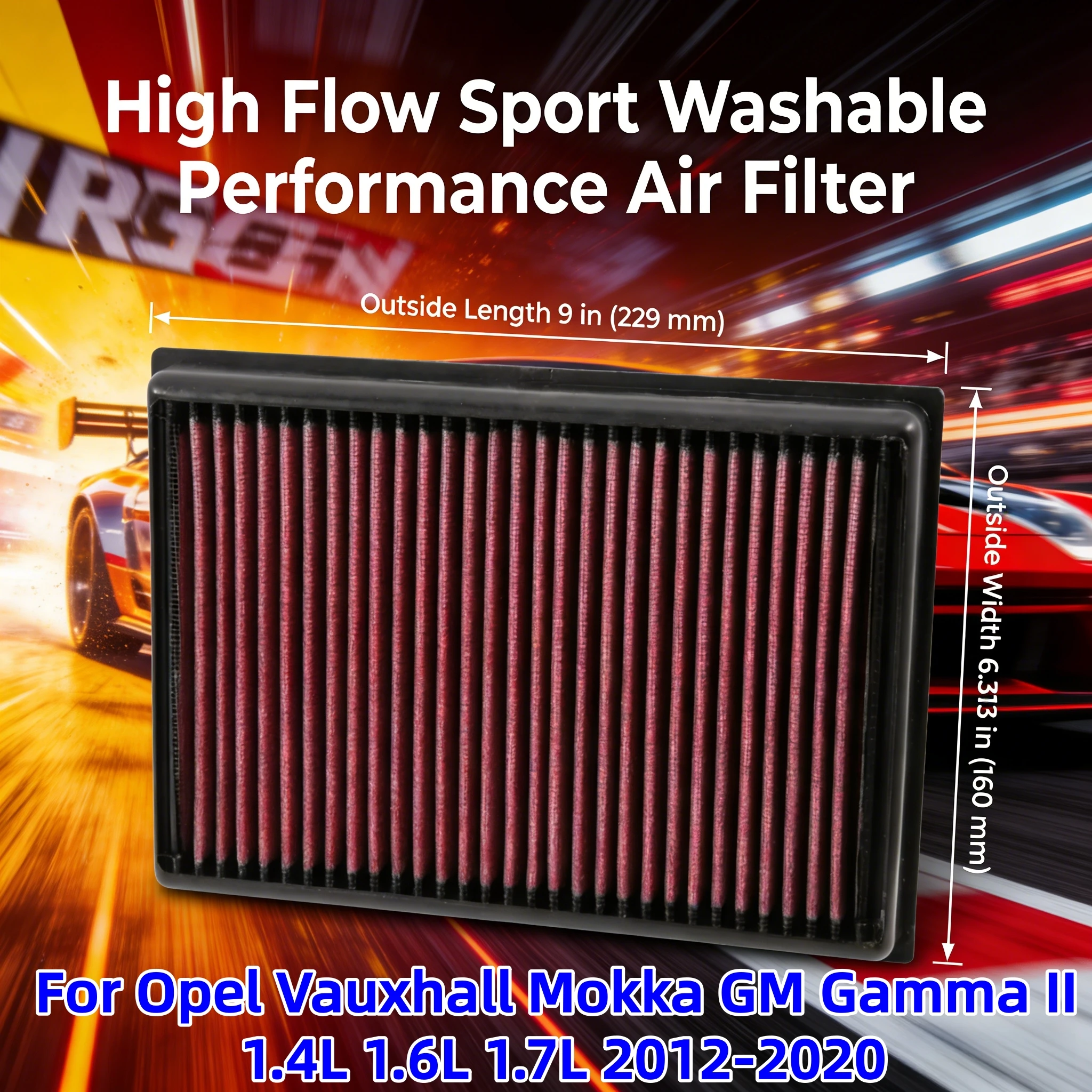 

Высокопроизводительный моющийся спортивный воздушный фильтр для Opel Vauxhall Mokka GM Gamma II 1.4L 1.6L 1.7L 2012-2020