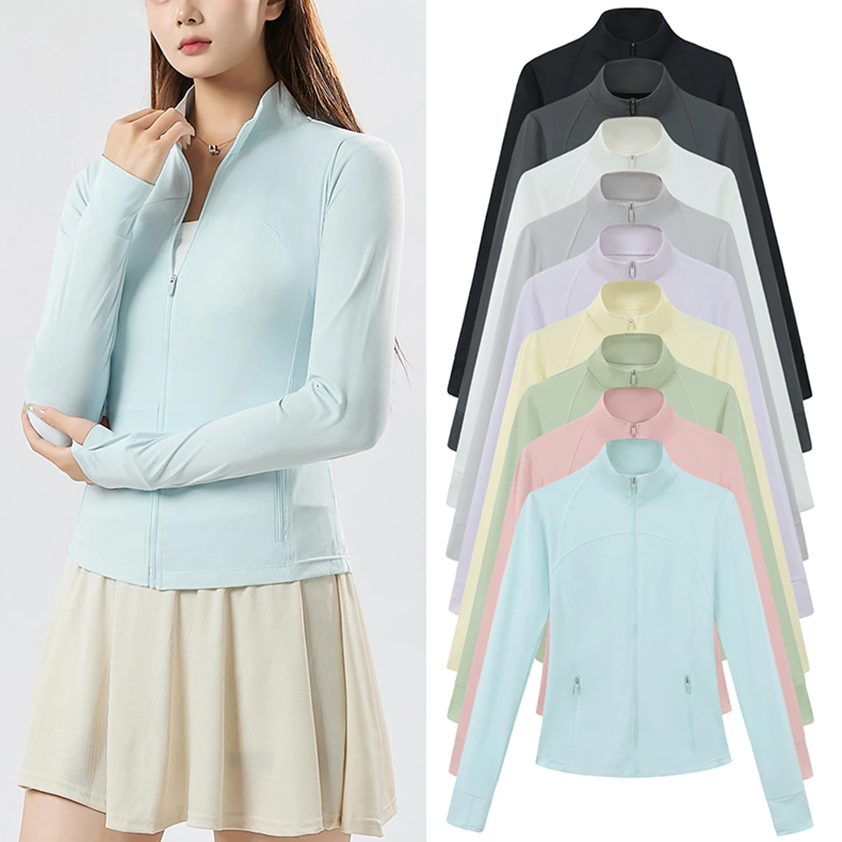 Women's Quick-Drying UV-Protective Summer Sports Jacket — Fitted Yoga Top Breathable Jacket for Running and Fitness