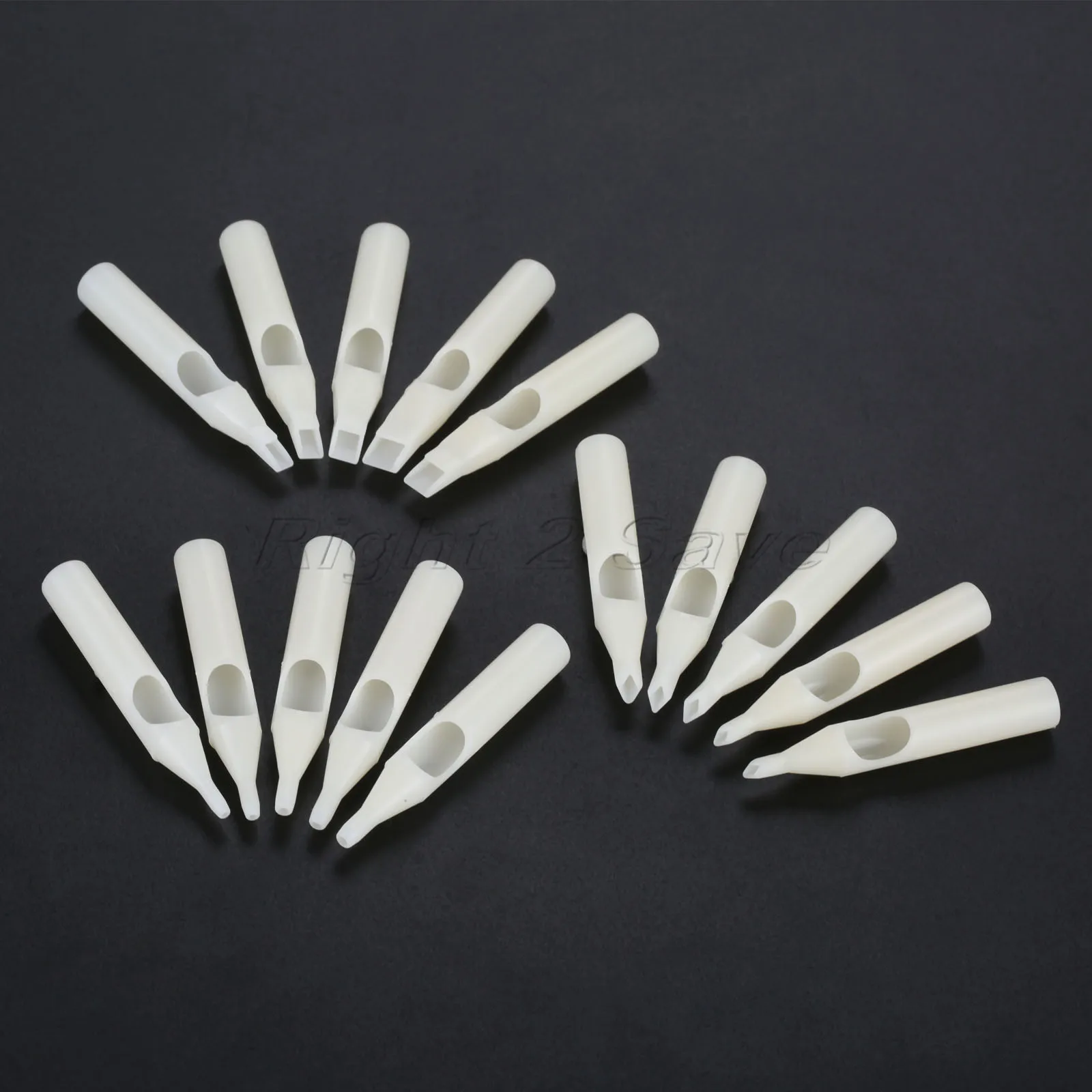 50pcs Tattoo Needle Tip Disposable Cap Nozzles Tube Round Flat Mouth Plastic 3R 5R 7R 9R 11R 5F 7F 9F 11F 13F Tattoo Supplies