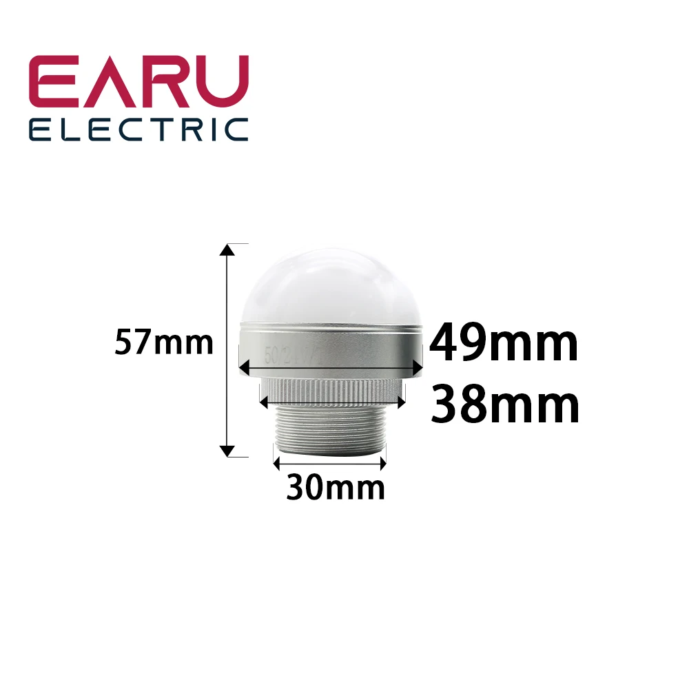 50mm IP68 Machine Tool Three-color Lndicator Light Waterproof Semicircle Signal Warning Light Small Equipment LED 24V Flashing