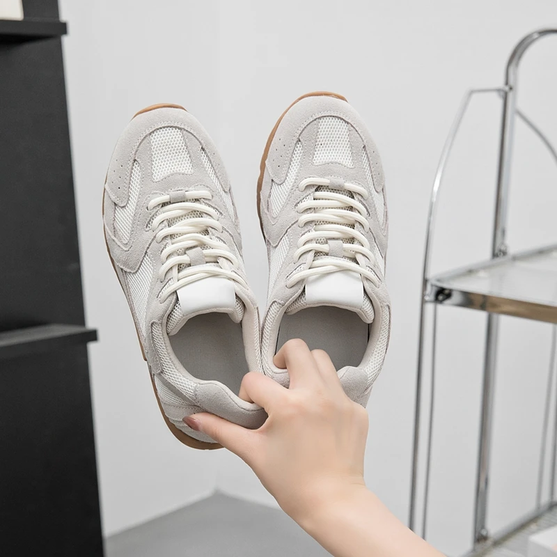 Women Sneakers Spring Summer 2025 New Genuine Leather Retro Fashion Casual Flats Women Lace-up German Training Shoes Women image 6