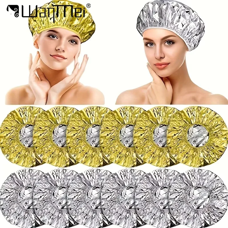 Lot de 12 bonnets en aluminium isolants pour la douche, chapeaux de bain élastiques portables et imperméables pour la coiffure en salon