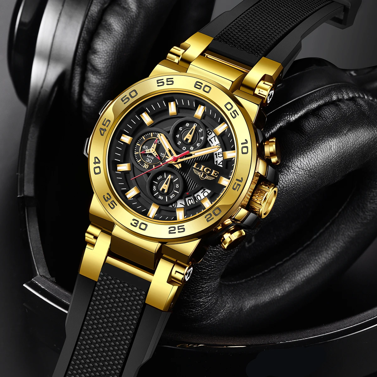 Nuevos relojes para hombre LIGE, marca de lujo, reloj con esfera grande, reloj de pulsera de cuarzo resistente al agua para hombre, reloj cronógrafo deportivo, reloj Masculino