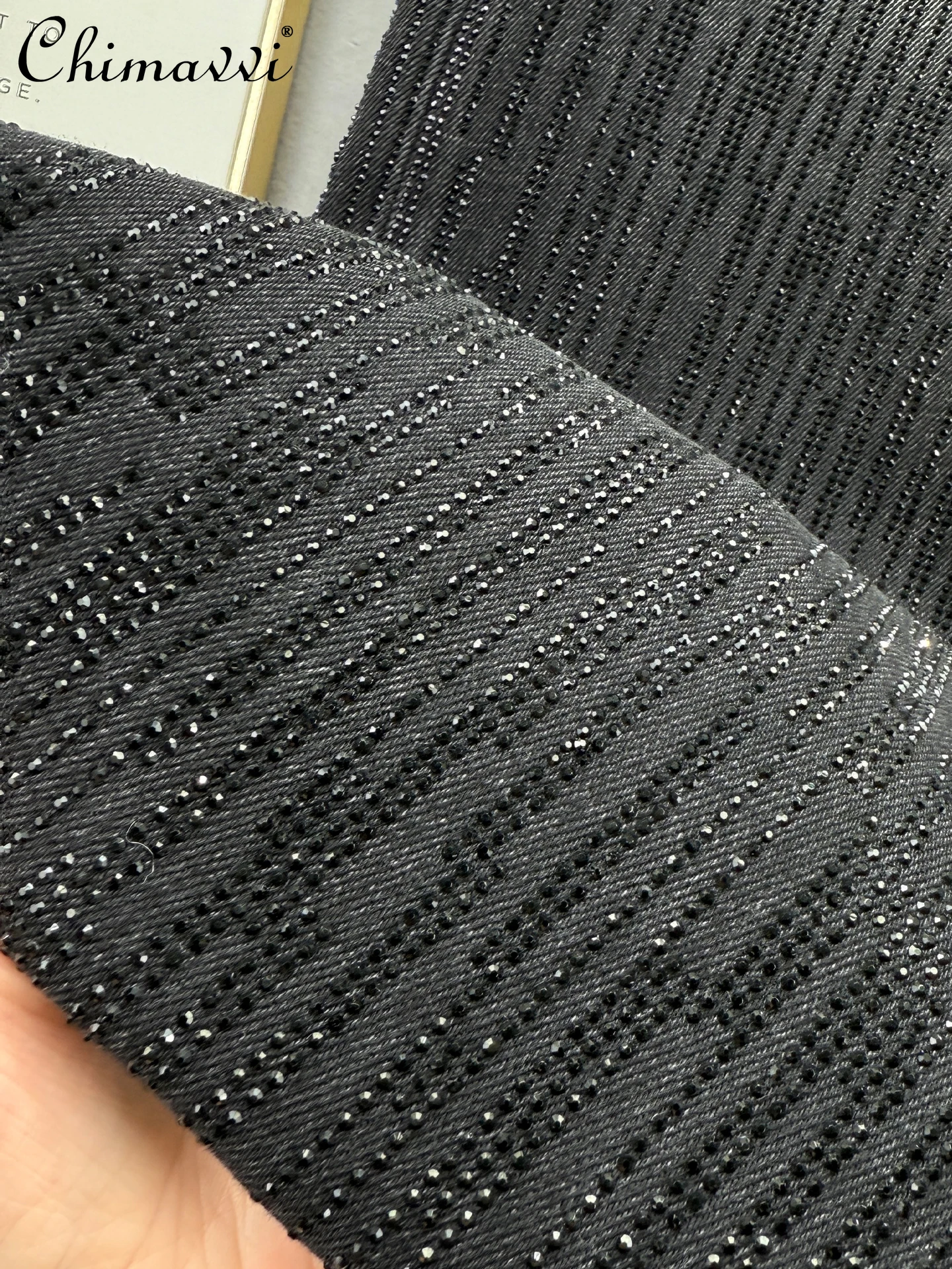 헤비 풀 라인스톤 청바지 여성 와이드 팬츠 2025 가을 신상 하이웨이스트 루즈 슬림 유럽 스타일 롱 팬츠