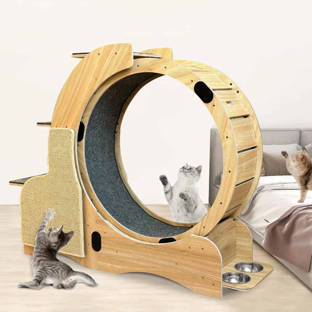 

Cat Exercise Wheel, Cat Treadmill Wheel, Cat Wheel Exerciser, Litter Fitness Wheel for Indoor Cats,Climbing Ladders