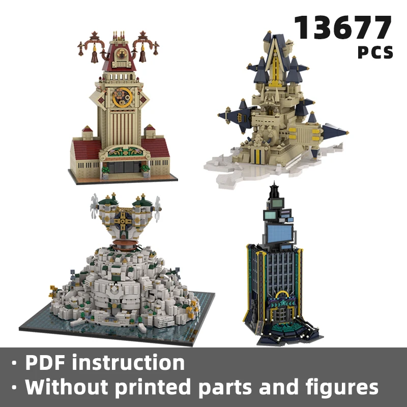 enchanting kingdom game iconic diorama bricks fantasy scene building blocks themed central station skyscraper moc architecture