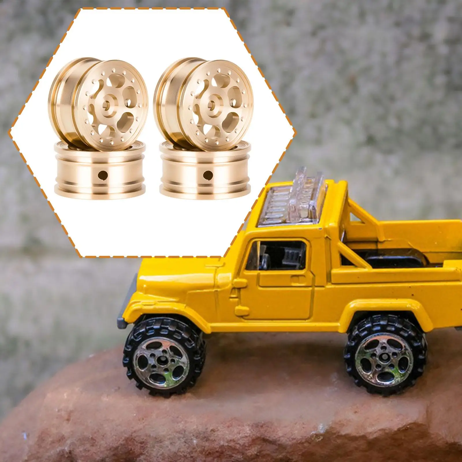 

4 Pieces Brass Wheel Rims Replacement High Performance Sturdy Professional Modification RC Car Upgrade Parts Crawler Accessories