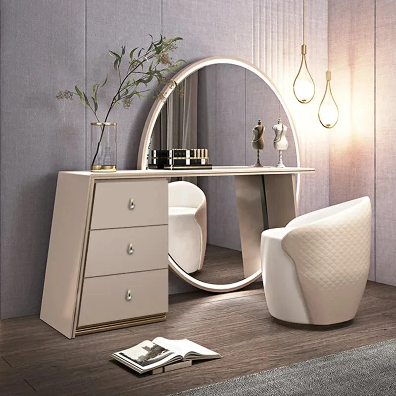 

Luxury Dressing Table Modern High-end sense Medium and Large Apartment Smart Dresser Table Set for Bedroom Furniture