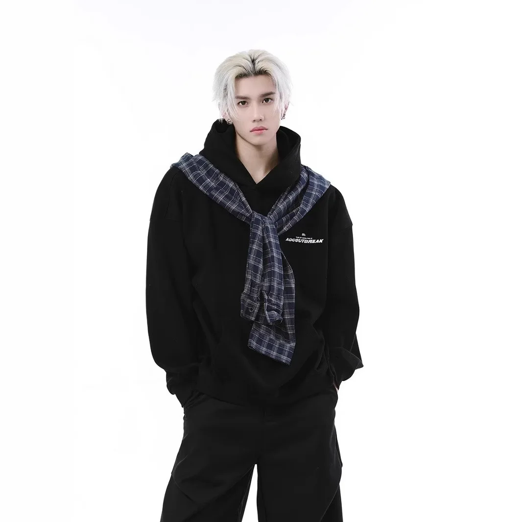 

2025 retro plaid spliced ​​shawl hooded sweatshirt for men and women spring and autumn new loose long-sleeved hoodie top