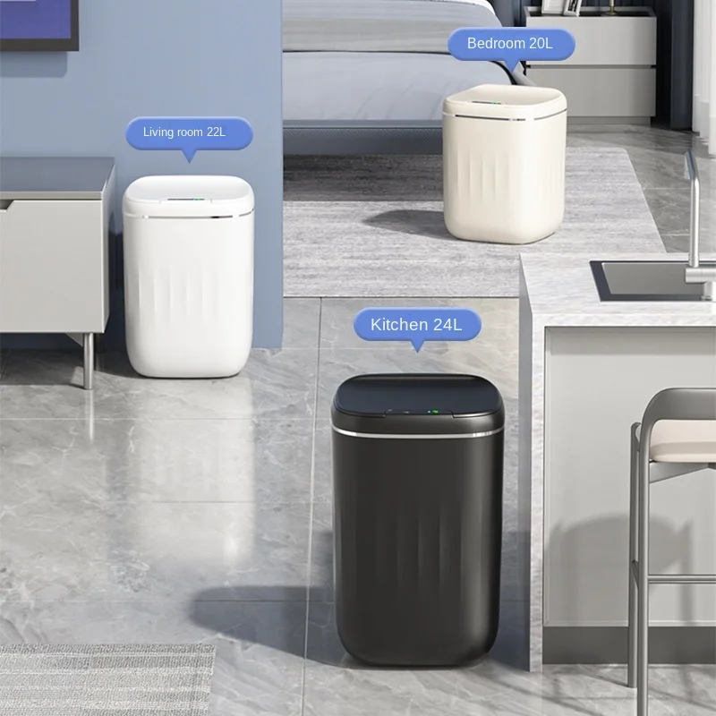 Inductive Smart Trash Can for Home Use, Toilet Sealed Block Trash Can, Hotel Bathroom Flip-top Storage Bucket Dustbin