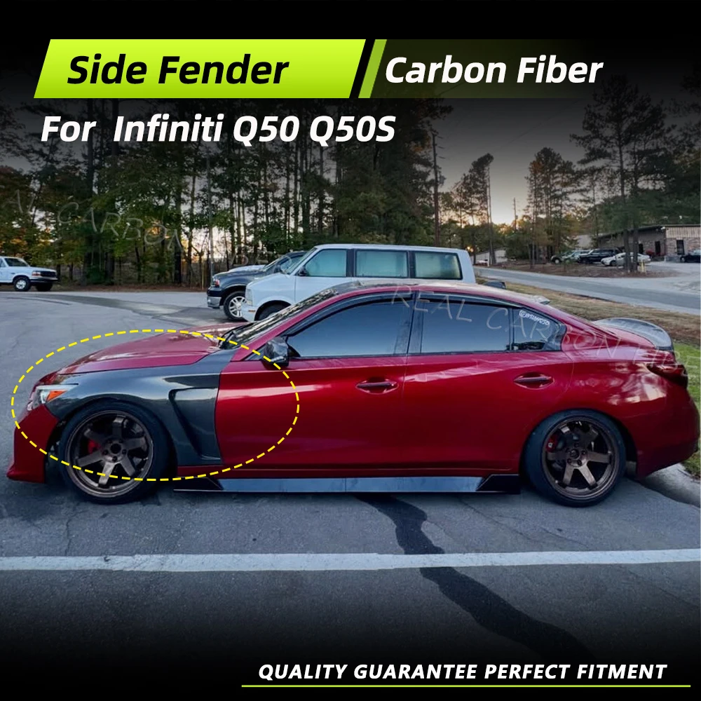 

Car Side Fender Vent for Infiniti Q50 Q50S Sedan 2014- 2020 Front Air Intake Scoop Cover Trims Side Car Body Kits Carbon Fiber