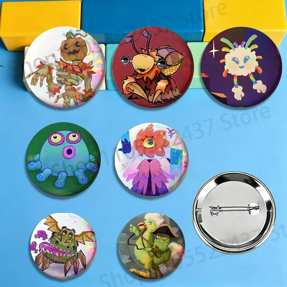 Cartoon My S-Singing M-Monsters Round Pins Cartoon Brooches Stylish Ornament Badge for Backpack Accessorys Gifts