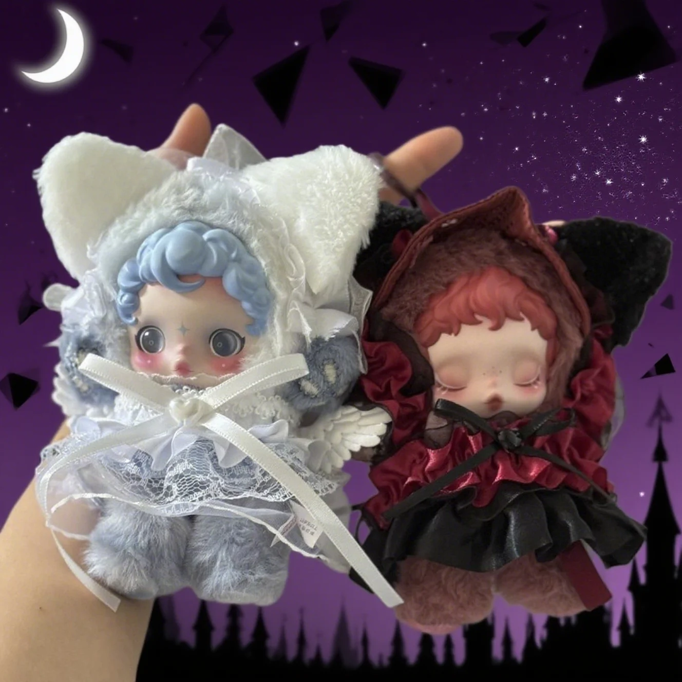 

For SP SkullPanda Dark Catwoman Angel Set Mini Doll Clothes Outfit For Skull Panda/Labubu Doll Clothing Accessories