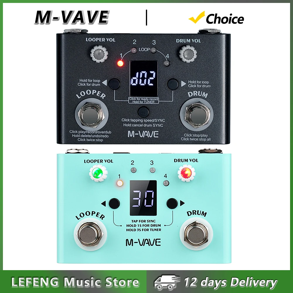 m-vave-guitar-effect-pedal-looper-recording-drum-machine-phrase-loop-monoblock-tuner-pedal-electric-guitar-parts-accessories
