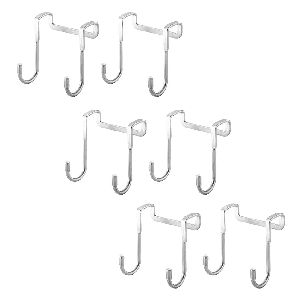 

6pcs Bedside Cabinet Hooks Stainless Steel Over Door Hanging Clothes Towels Robes Material Space Saving Bathroom