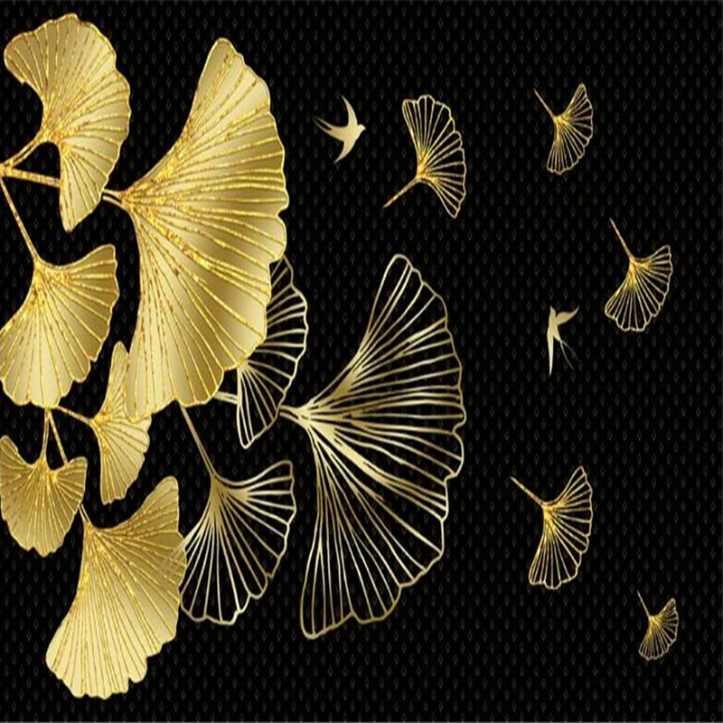 Пользовательские 3D обои с изображением золотых листьев гинкго, современная домашняя декоративная картина, ресторан, гостиная, диван, фон для телевизора, настенные фрески