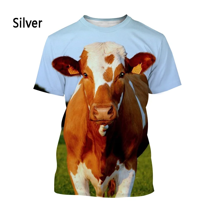 Animal Cow T-Shirt Men's Fashion T-Shirt Summer Casual Short Sleeve 3D Printed T-Shirt