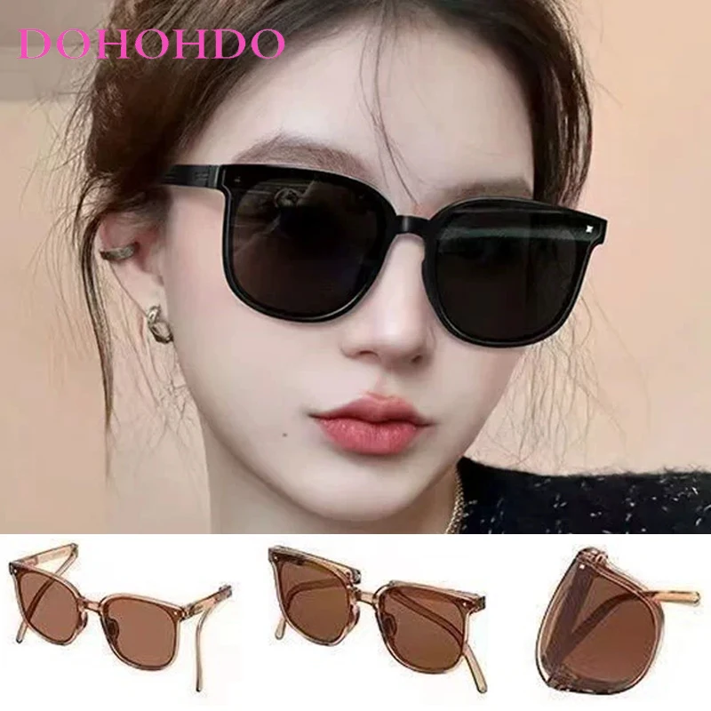 

New Fashion Rice Nail Square Frame Folding Women Sunglasses Brand Design Men Sunglass Outdoor Sports Drive Eyewear UV400 Female