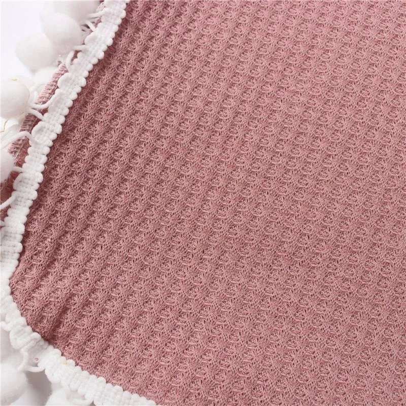 J15U الطفل لينة القطن تلقي بطانية الهراء الحياكة كرات الشعر شرابة قماط التفاف منشفة استحمام الوليد التصوير الدعائم