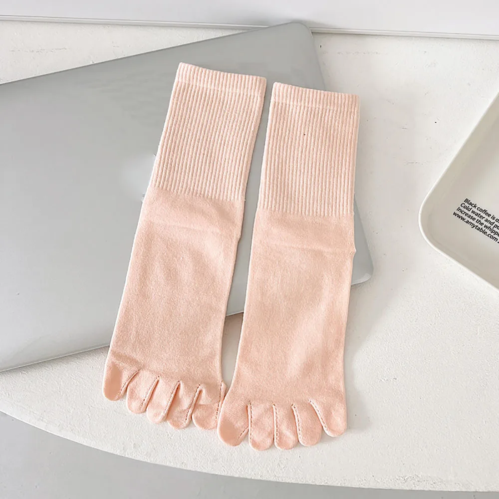 1 Pairs Winter Thick Toe Terry Socks Women Solid Cotton Sweat-Absorbing Soft Elastic Breathable Keep Warm Floor 5 Finger Socks