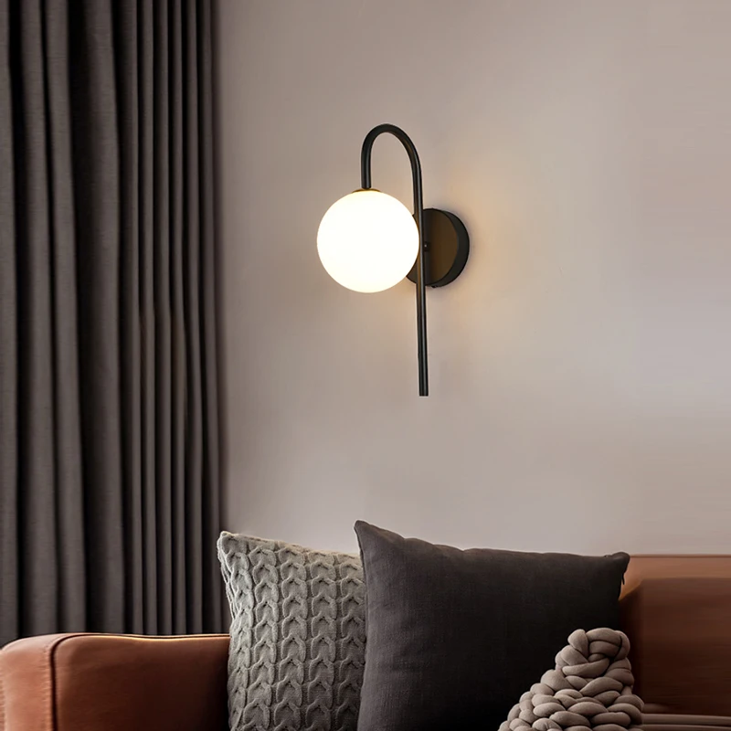Nordic Modern Golden LED Lustre Wall Lamp Indoor Lighting Fixtures for Bedroom Living Room Black Wall Sconce