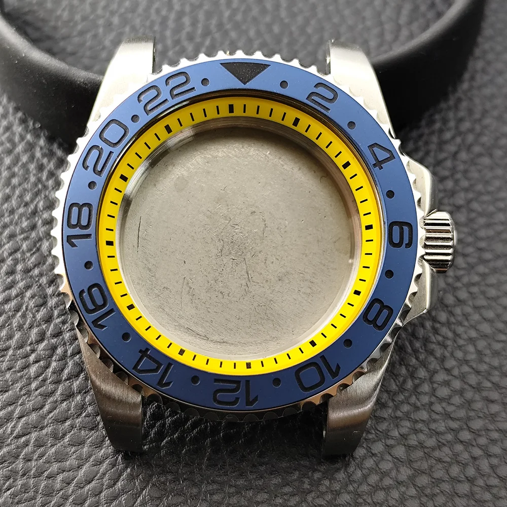 NH35 High-quality 40.5mm Silvery GMT Have Chapter Ring Steel Case Fit NH34 NH35 NH36 Movement Sapphire Glass Watch Box image 3