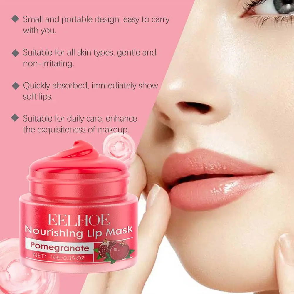 Red Pomegranate Lip Mask For Women Hydrating Lip Balm Moisture Lip Gloss Sheer Coverage Long Lasting Night Treatments Lip Cream