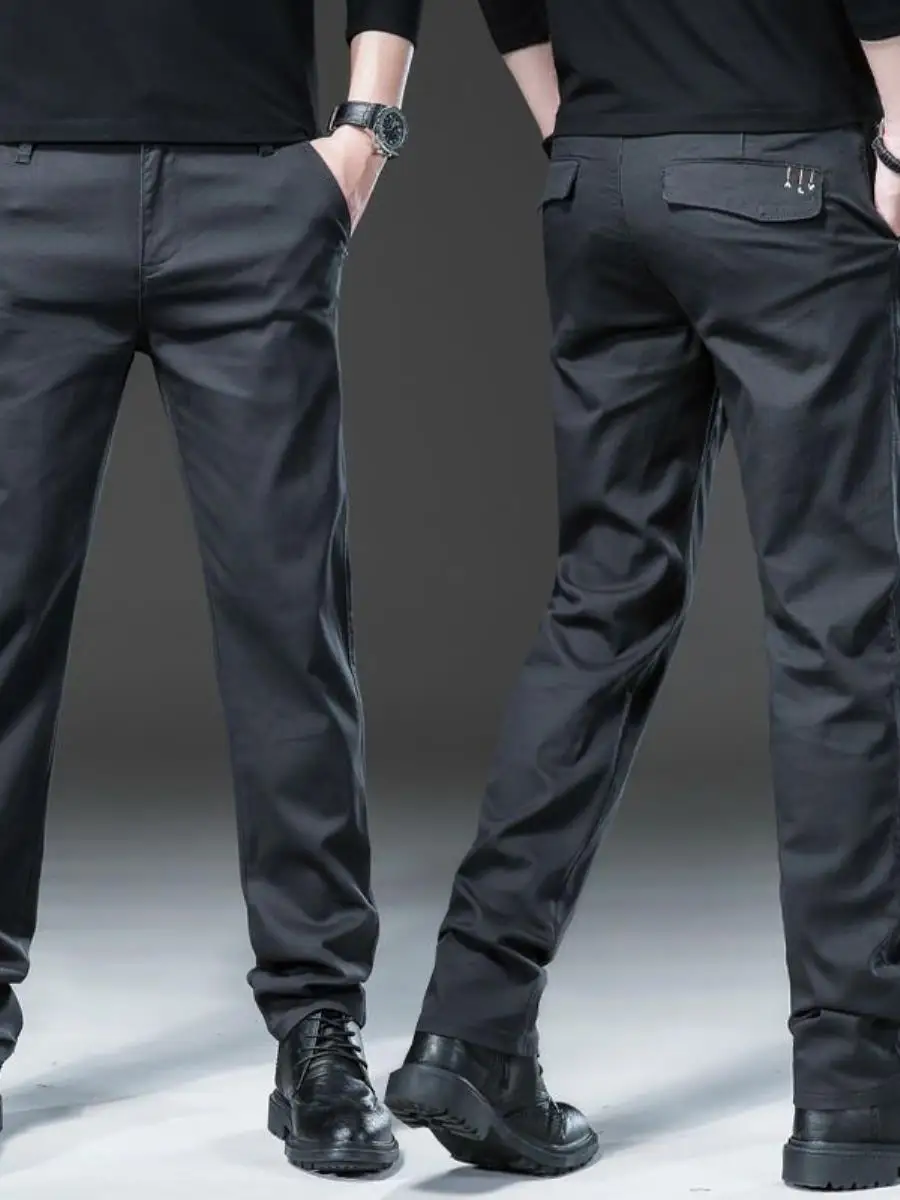 

High-End ey Cotton Blend Men's Casual Pants Loose Straight Leg Autumn Winter New Sle Versatile Busin Men's Trousers