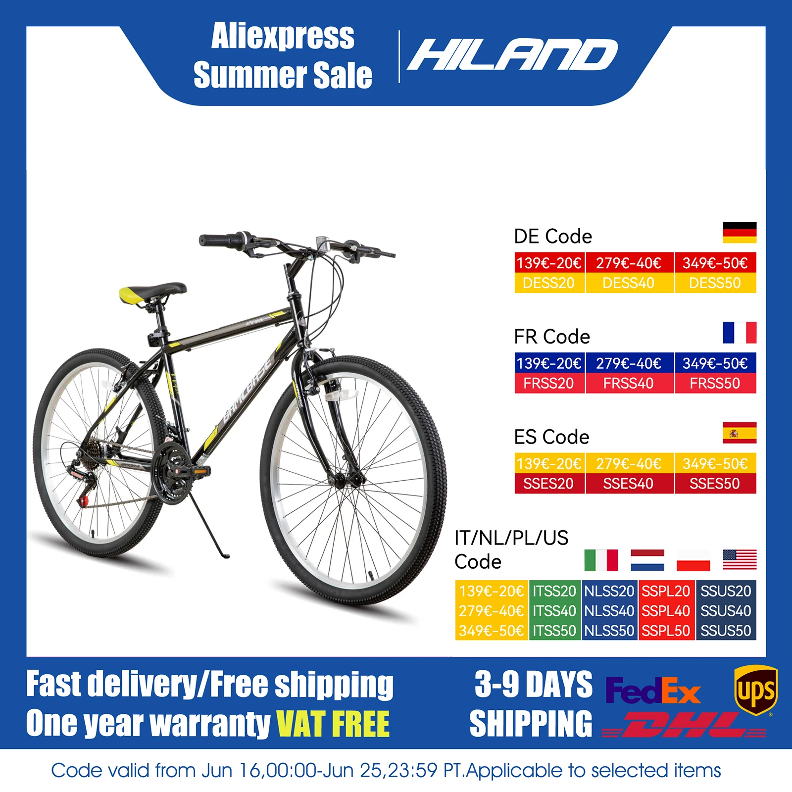 Bicicleta de montaña Hiland de 24 y 26 pulgadas para hombres y mujeres, cuadro de acero con alto contenido de carbono de 21 velocidades, bicicleta deportiva MTB para adultos