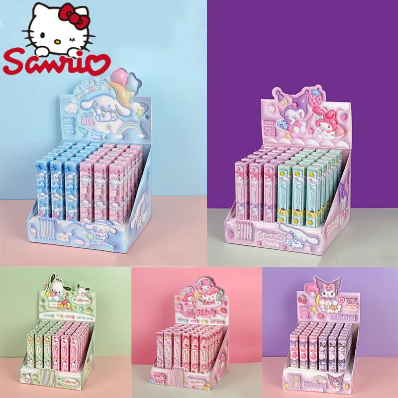 Sanrio Family 36pcs 5 Styles New High Appearance Level Creative Cartoon Push Gel Pen Students Learn Stationery Supplies