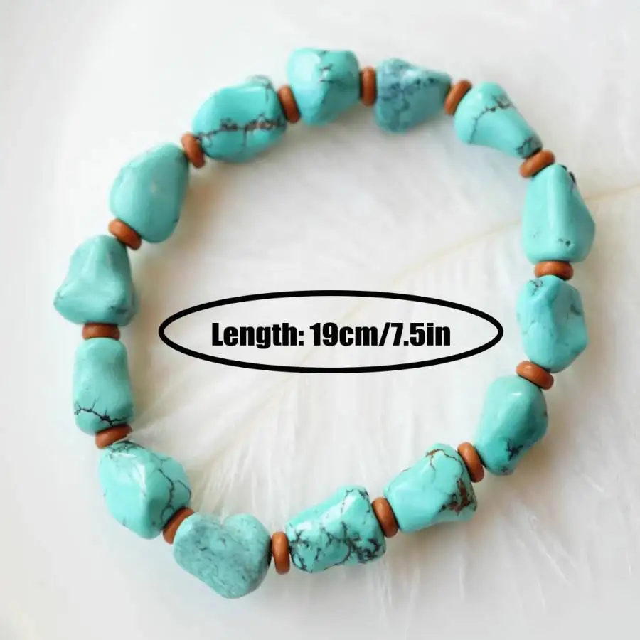Handmade natural Turquoise raw stone bracelet, men's cuff button bracelet, Ramadan prayer bead bracelet,holiday gift, daily wear view 4
