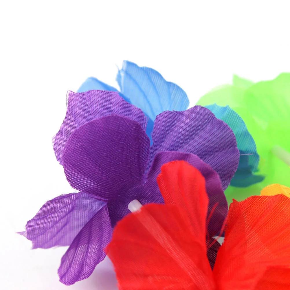 

4Pcs Hawaii Flower Garland Set Colorful Comfortable Lightweight Necklace Headband Bracelet Luau Beach Party Decoration