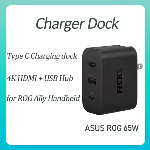 ASUS ROG 65W Gaming Charger Dock AC65-03, 4K HDMI + USB Hub, Type-C PD Charging Station for product image