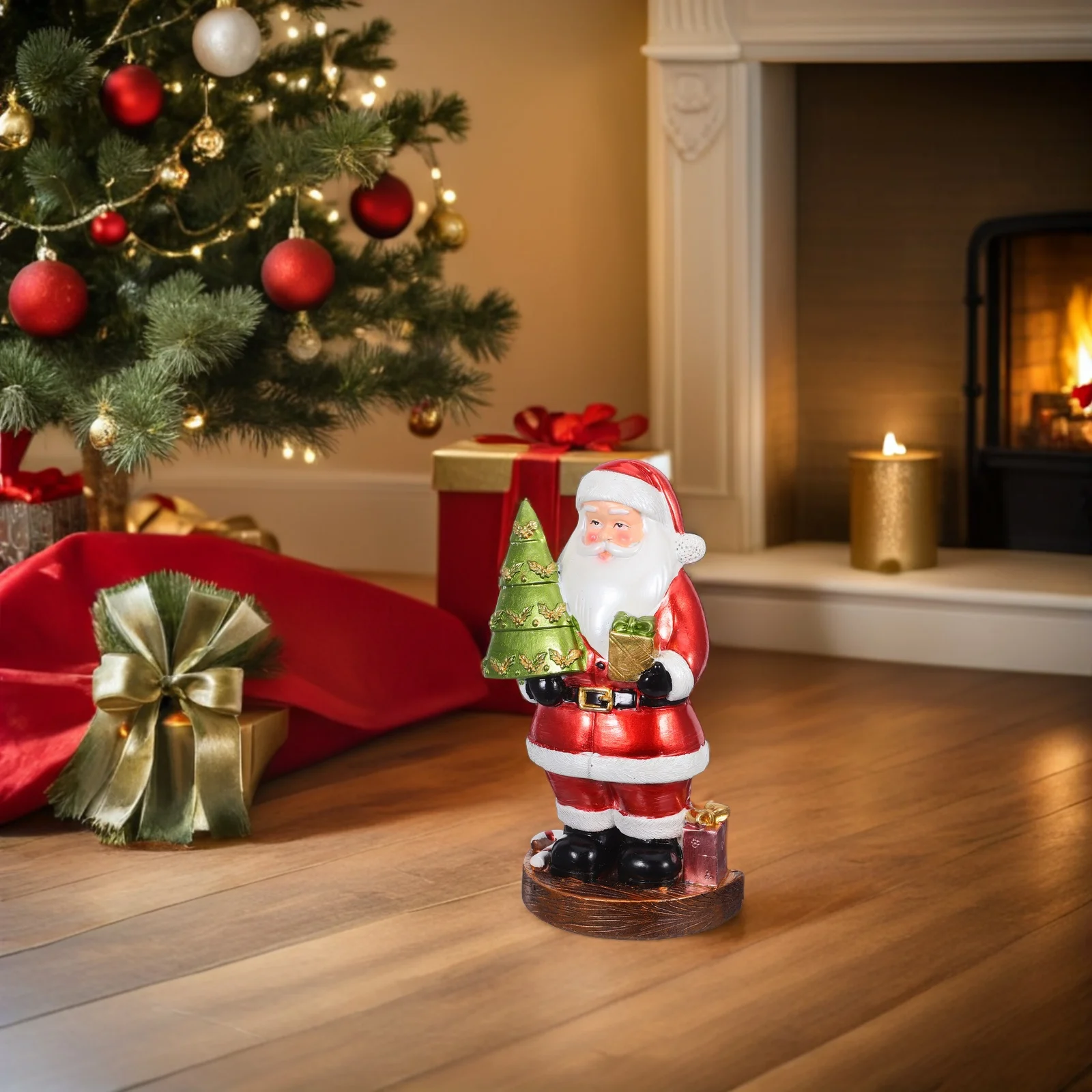 

Christmas Resin Santa Claus Miniature Statue Holiday Tabletop Decoration Vintage Santa Ornament for Home Fireplace